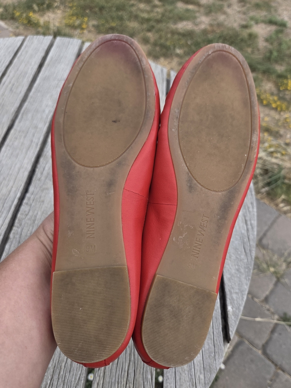 Nine West Red "Maerao" Leather Ballet Flats with Elastic Criss-Cross-Strap - Picture 10 of 10